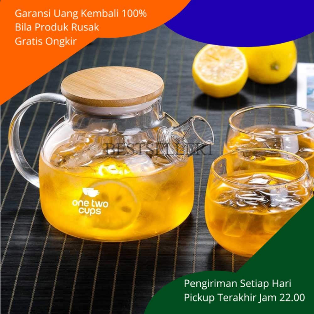 Teko Pitcher Thai Chinese Tea Pot Gelas Set Ceret Kaca Air Minum Es Teh Kopi Panas Aesthetik Zam Zam