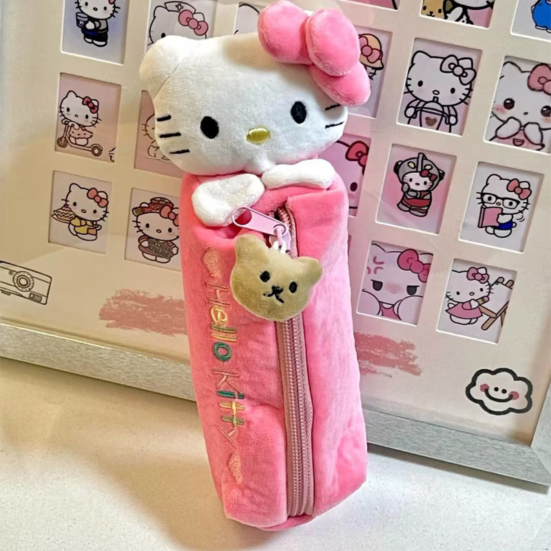

Kawaii Cartoon Pink Hello Kitty Pencil Bag Cute KT Cat Pencil Box Girls Kids Gifts Student School Stationery Supplies
