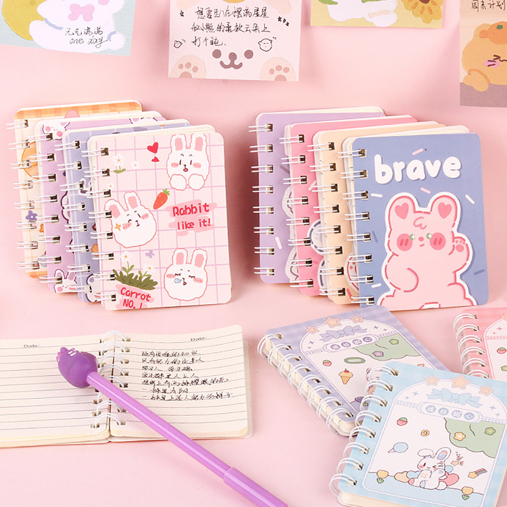 

1Pcs 80Sheet Creative Cartoon Coil Book Student School Supply Pocket Notebook Sketchbook Portable Mini Notepad Kawaii Stationery