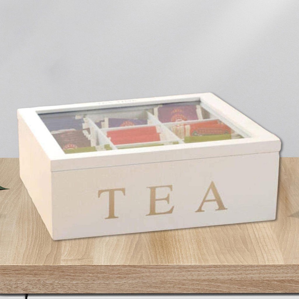 

Tea Box Coffee Tea Bag Teacup Infuser Storage Holder Organizer Set Lid 9 Compartments Cabinets Home Tea Kitchen