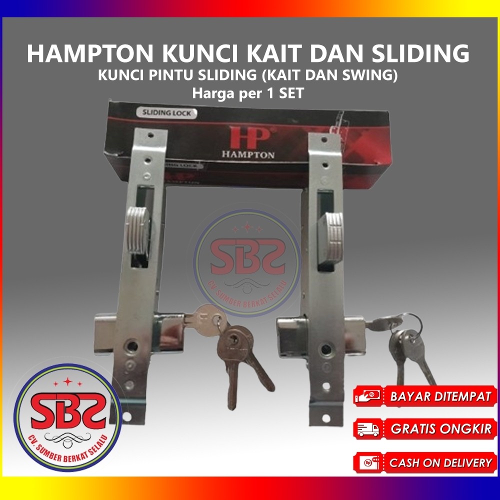 HAMPTON KUNCI PINTU ALUMUNIUM SLIDING MODEL KAIT DAN SWING