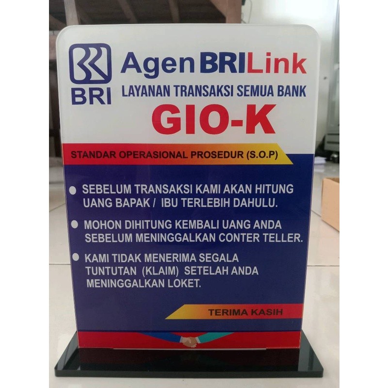 

Akrilik Papan Tanda BRILINK | Stand BRILINK Akrilik | Custom BRILINK | Papan Meja BRILINK Akrilik