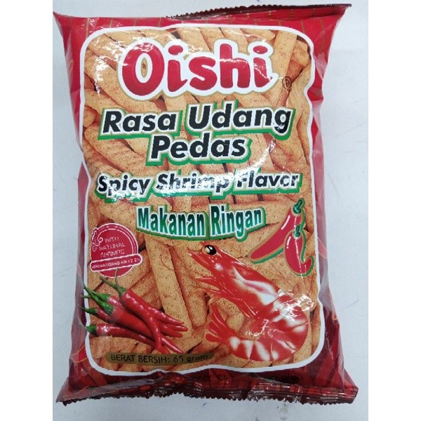 

Kerupuk Udang Oishi Rasa Pedas Udang 65 Gram