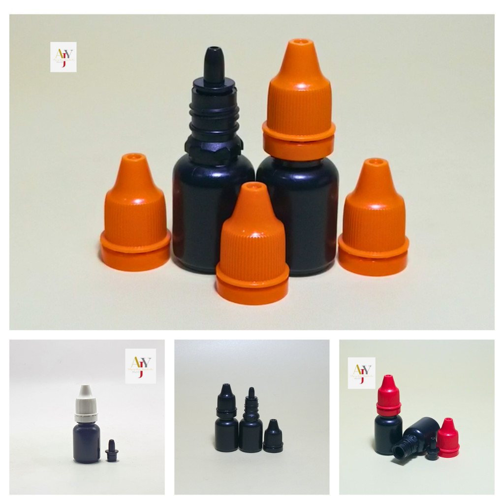 Botol Tetes Cendo 10 Ml Hitam Hdpe Segel Sumpel Hitam / Botol Hdpe / Botol Drop / Botol Tetes Mata /