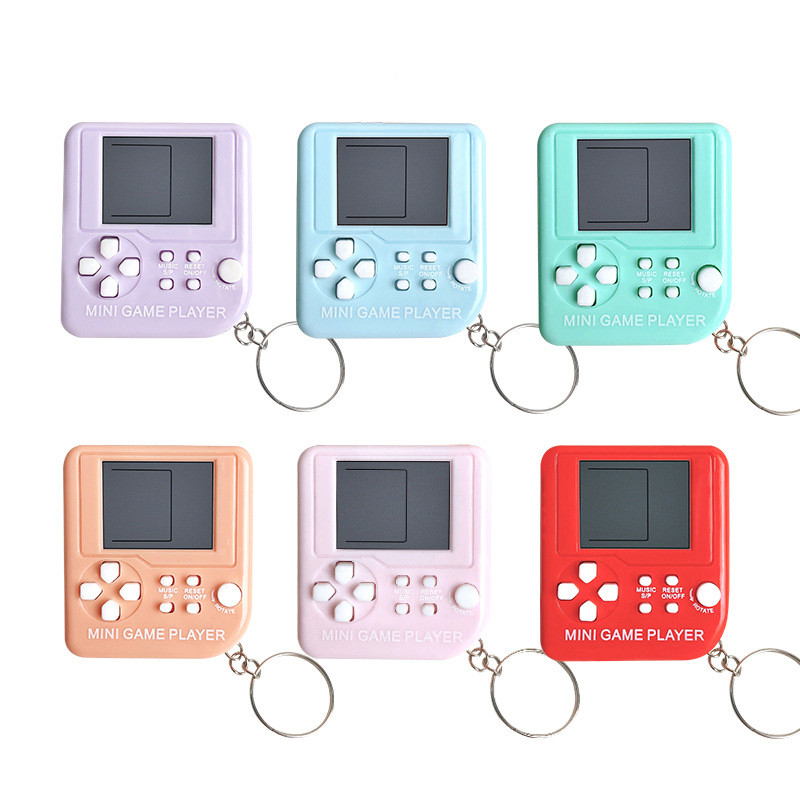 Mini Handheld Game Players Machine Pocket Game Console Built-in 23 Games Use for Key Chain Ring Hold