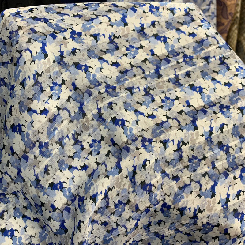 kain chiffon silk - kain silk dobby - kain sifon silk - kain silk - motif bunga