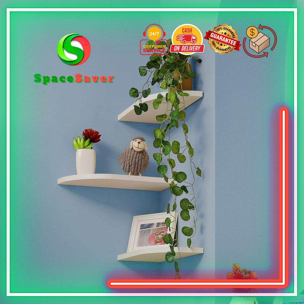 SpaceSaver - Desain Rak Sudut Minimalis Untuk Menaruh Aksesoris Dekoratif Tanaman Hias Buku Vas Bung