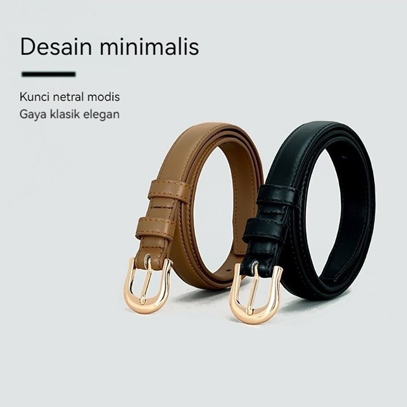 Ikat Pinggang Wanita Kulit Sapi Slim Casual Warna Warni Dengan Gesper/ Ikat Pinggang Wanita Sabuk Ku
