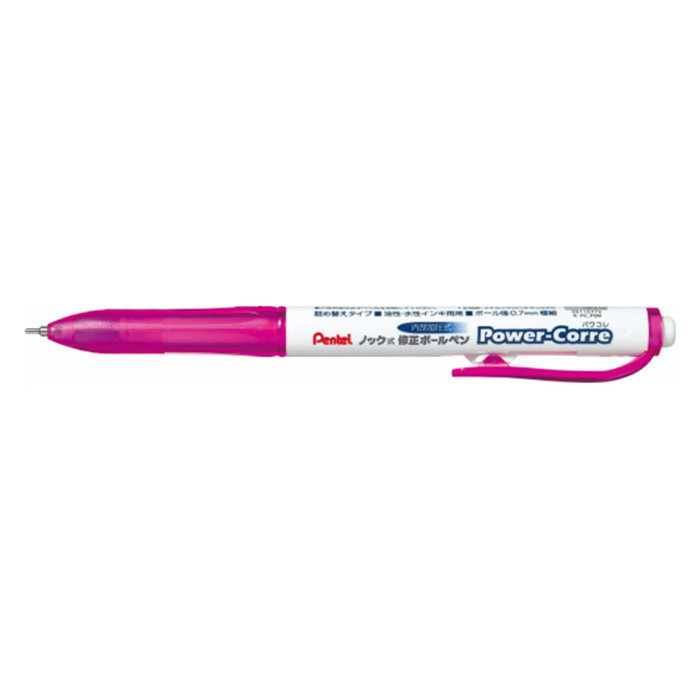 

Thos Pentel Power Corre Fine Liquid Correction Pen 0.7mm Retractable Tip-X - Pink