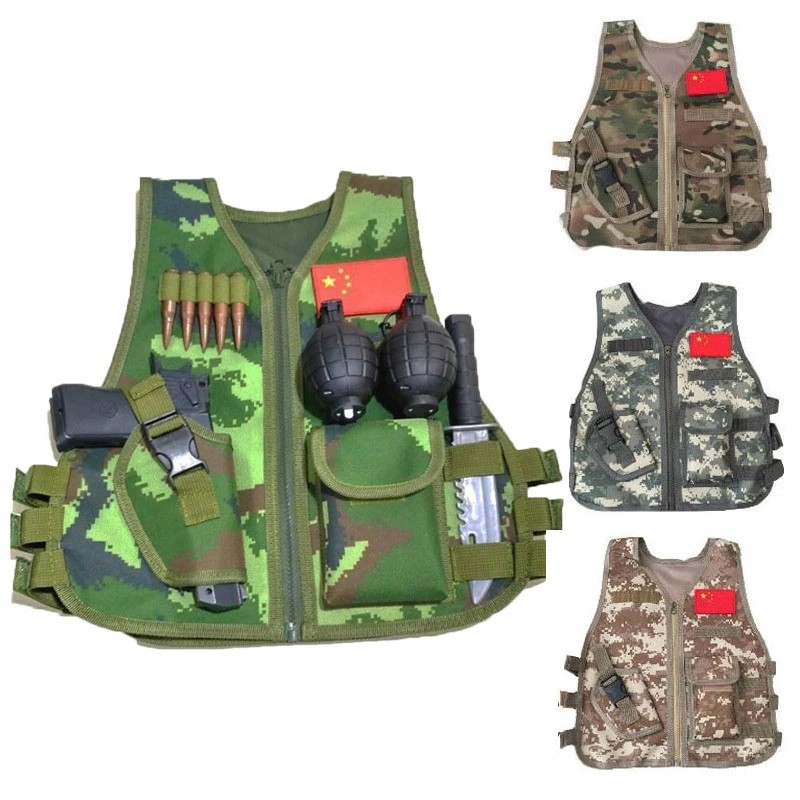 Children  Tactical Hunting Sniper Vest Hunting Camouflage Uniform Jungle Hiking Clothing CS Game Ves