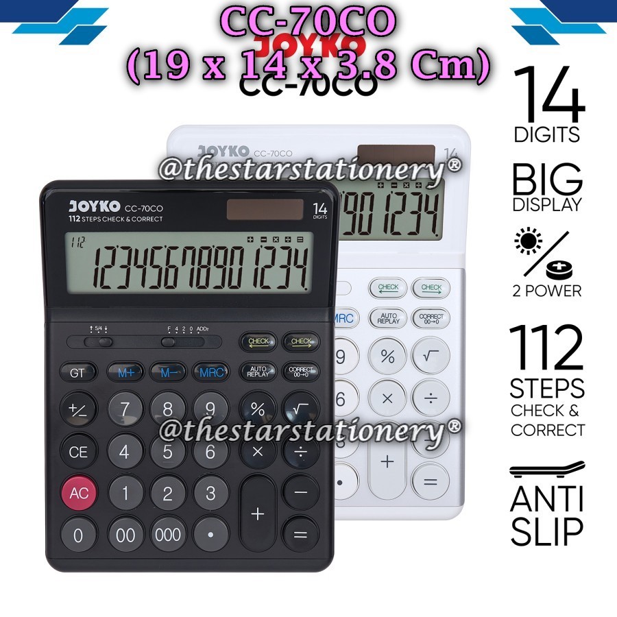 

(1 Biji) GROSIR Kalkulator JOYKO CC-70CO / Calculator Joyko CC-70CO 14 Digits Check & Correct