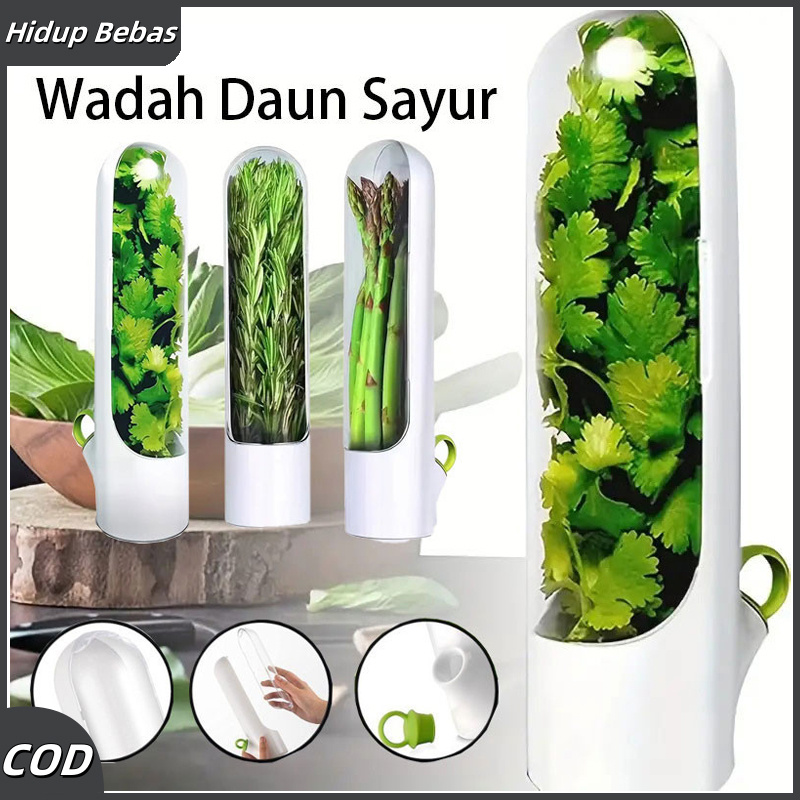 Wadah Penyimpanan Daun Sayur Herb / Penyimpan Sayuran Kotak / Botol Sayur Kotak / Vegetable Herb Kee