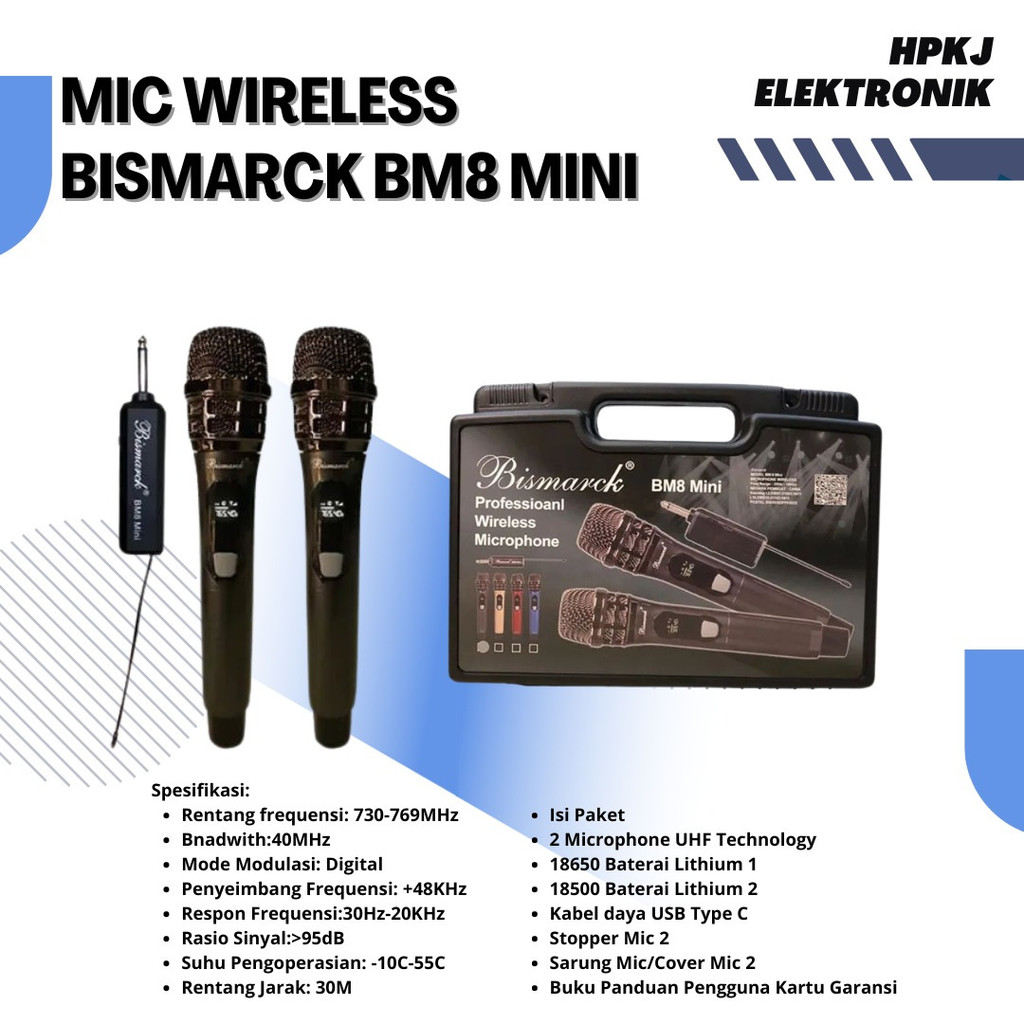 Mic Wireless Bismarck BM-8 Mini / Microphone BM8 Mini