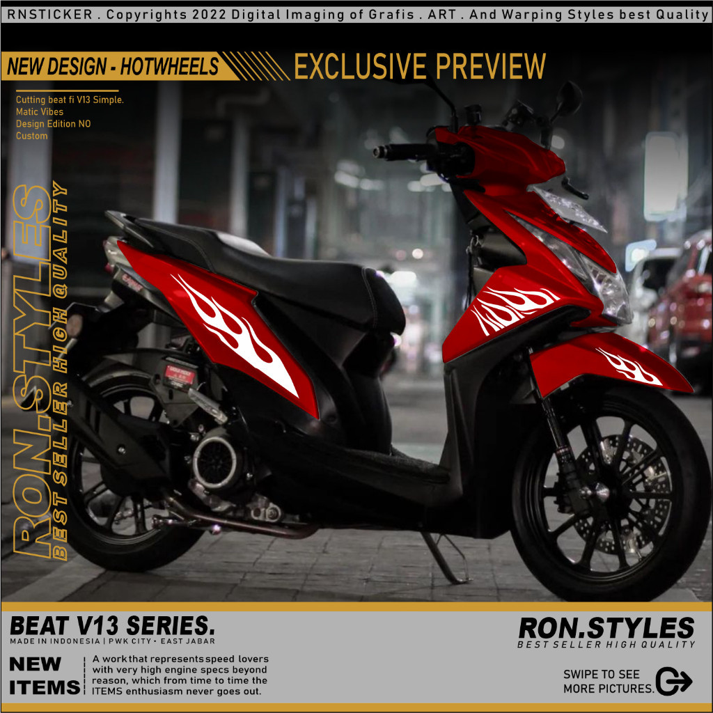 CUTTING STICKER STRIPING BEAT FI API HOT WHEELS | STRIPING VARIASI BEAT FI STRIPING BEAT FI API STIC