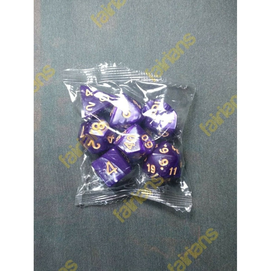 Dadu/Dice DND Polyhedral set isi 7 (Jade Purple)