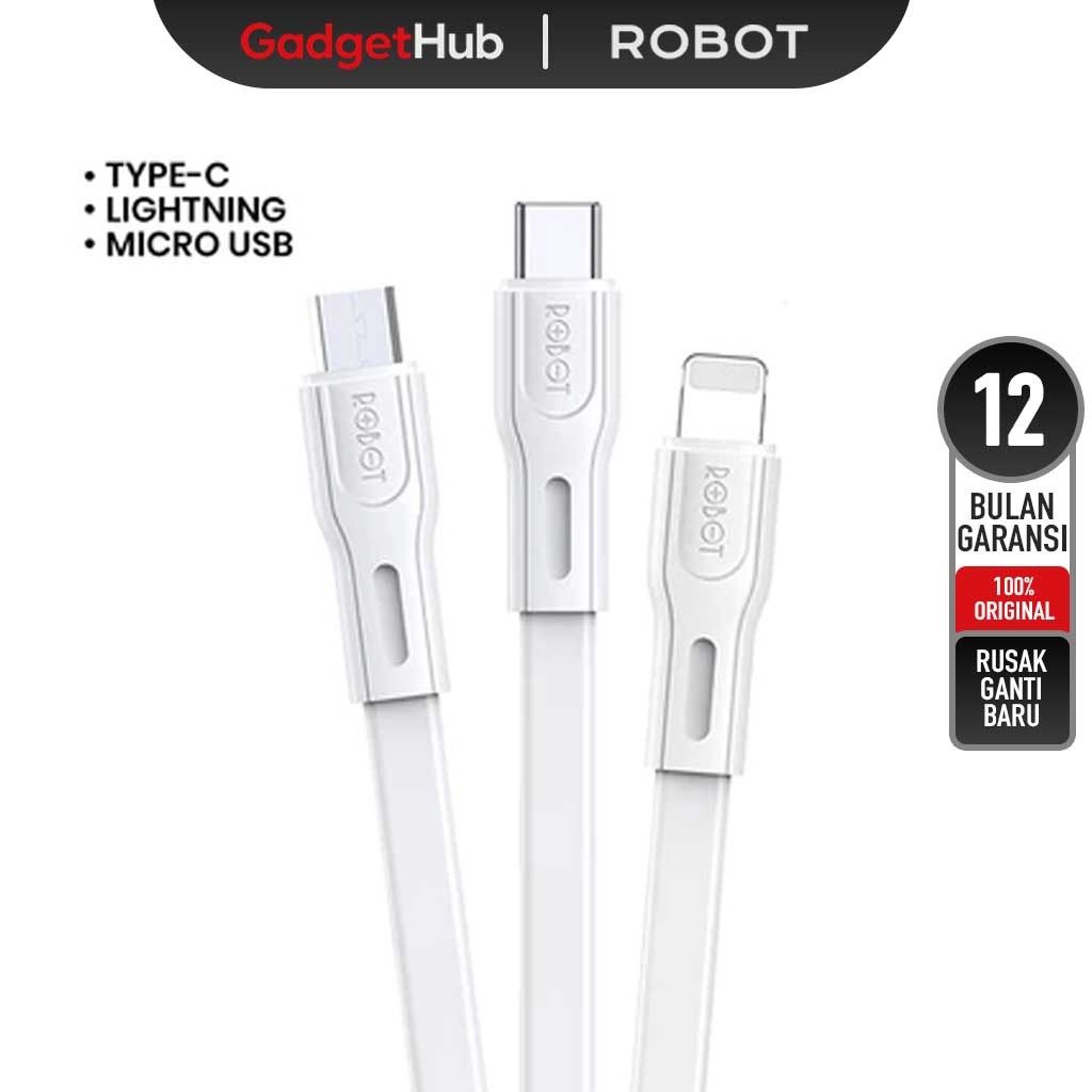 ROBOT Kabel Data RDM100S/RDL100S/RDC100S Smartphone Micro USB Type C Lighting 1M Data Cable Original