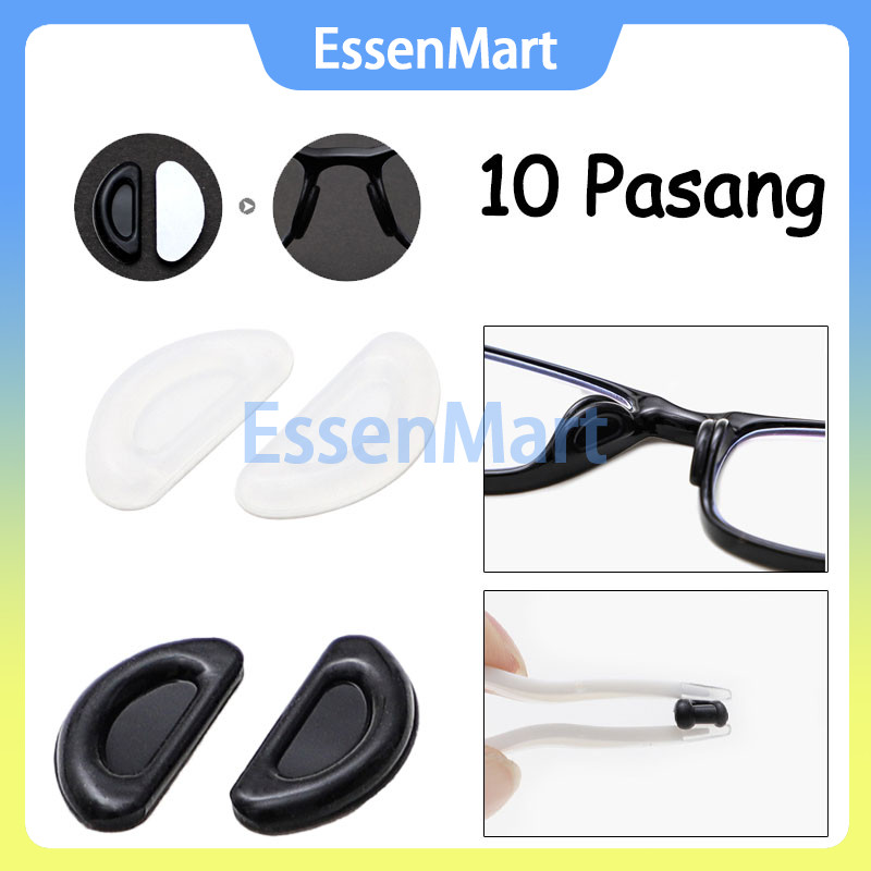 10 Pasang Stiker Kacamata Penyangga Hidung Pencegah Turun / Nosepad Karet Hidung Kacamata Pengganjal