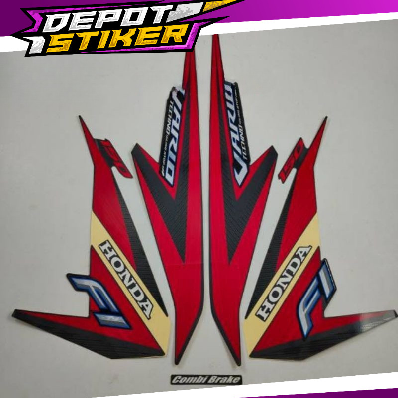 Striping stiker polet motor honda vario 150 techno 2015 2016 idling stop hitam Lis merah combi brake