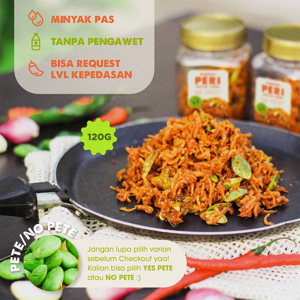 

Sambal Teri Medan Sambal Pete Teri PERI 150 gram Sambal Pete Teri Pedas Gurih - Best Seller
