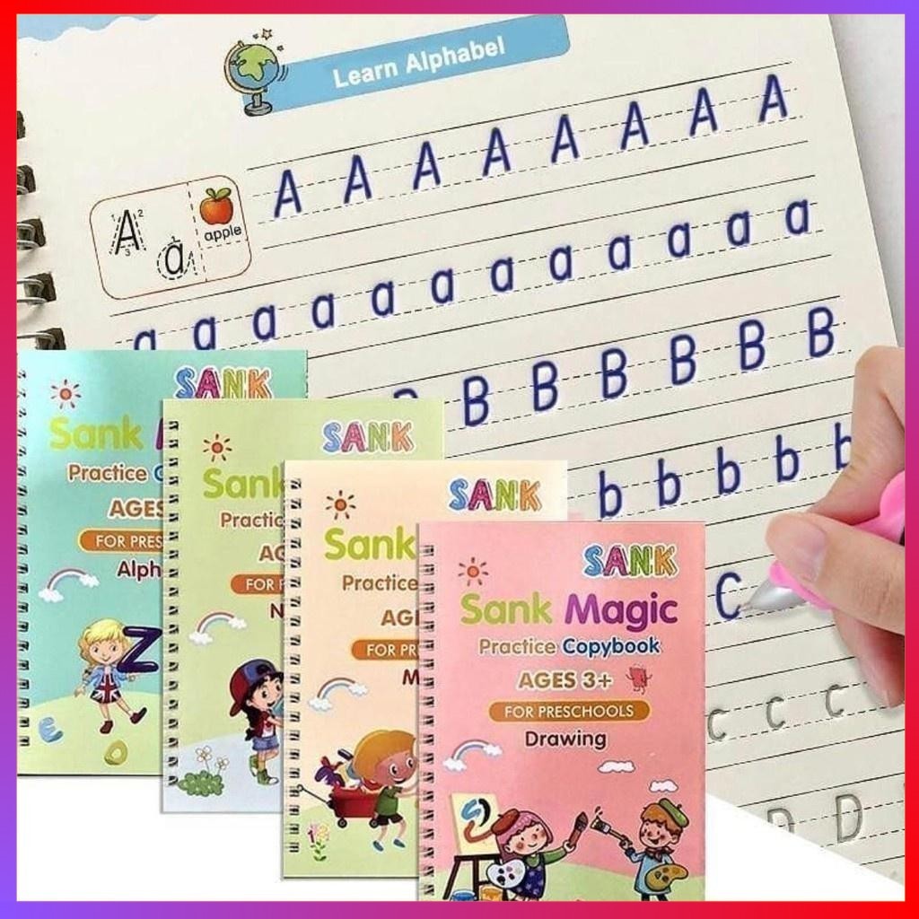 

XIMAX - Sank Magic Book Practice 1 Set Isi 4 Buku + Pen + Refill Latihan Belajar Menulis PAUD TK Huruf Angka - langsung kirim