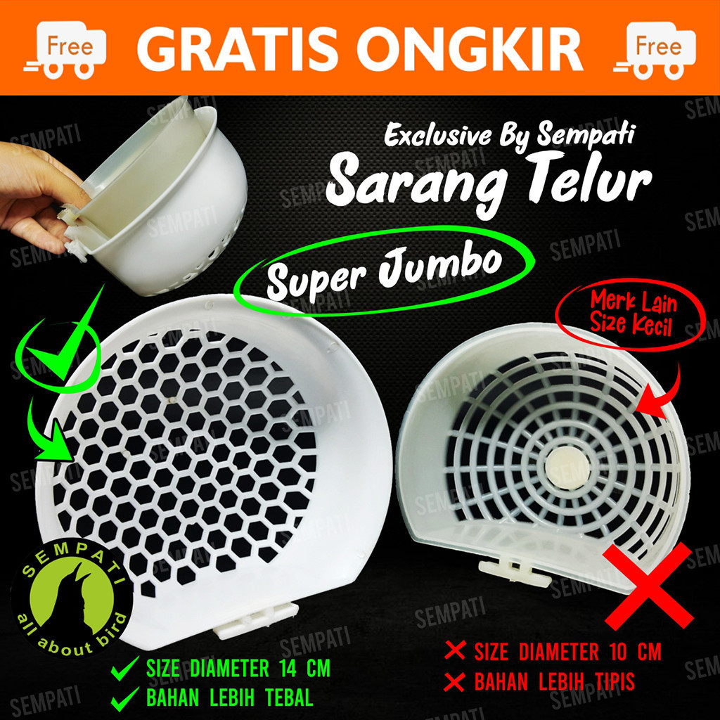 SEMPATI SARANG BERTELUR BURUNG TEMPAT SARANG BURUNG WADAH TELOR LOVEBIRD KENARI PARKIT PLASTIK SEMPA