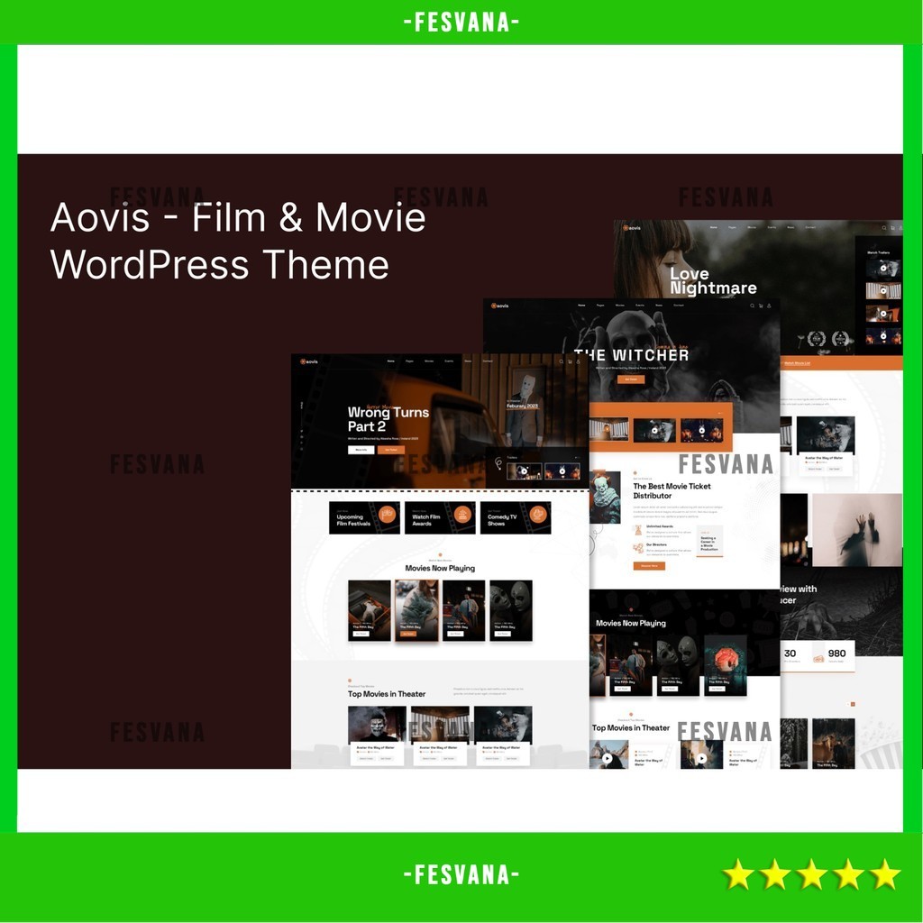 WORDPRESS THEME BOOKING MOVIE FILM TICKETS - AOVIS   D5825 TEMA TEMPLATE WEB BY FESVANA ORIGINAL