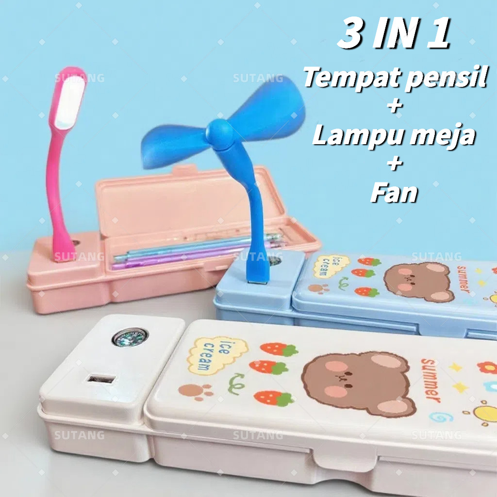

【SUTANG】3 IN 1 Kotak Pensil Multifungsi Lampu Meja Kipas Angin Kecil / Hadiah Kotak Pensil Siswa Sekolah Dasar Dan Menengah Kotak Pensil Kipas / Tempat Pensil Lucu
