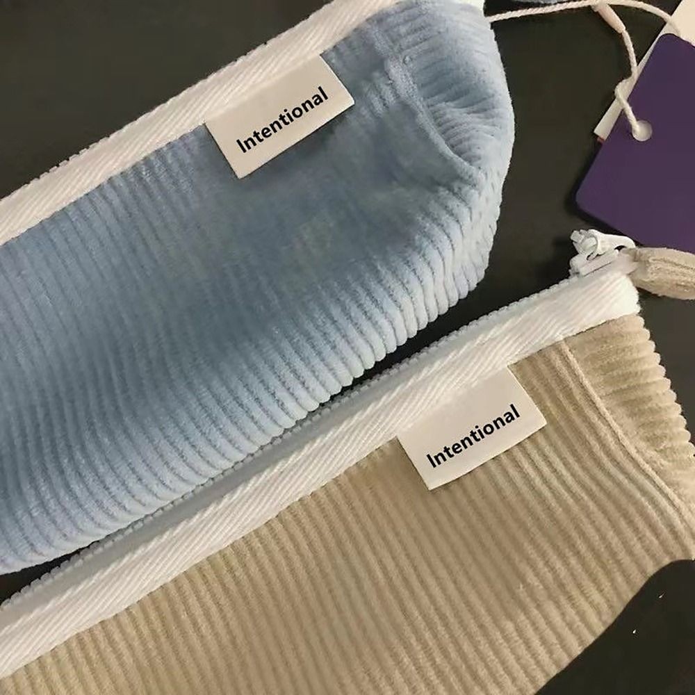 

Creative Corduroy Pencil Case Large Capacity Zipper Toiletry Bag INS Style Pen Bag Student Gift