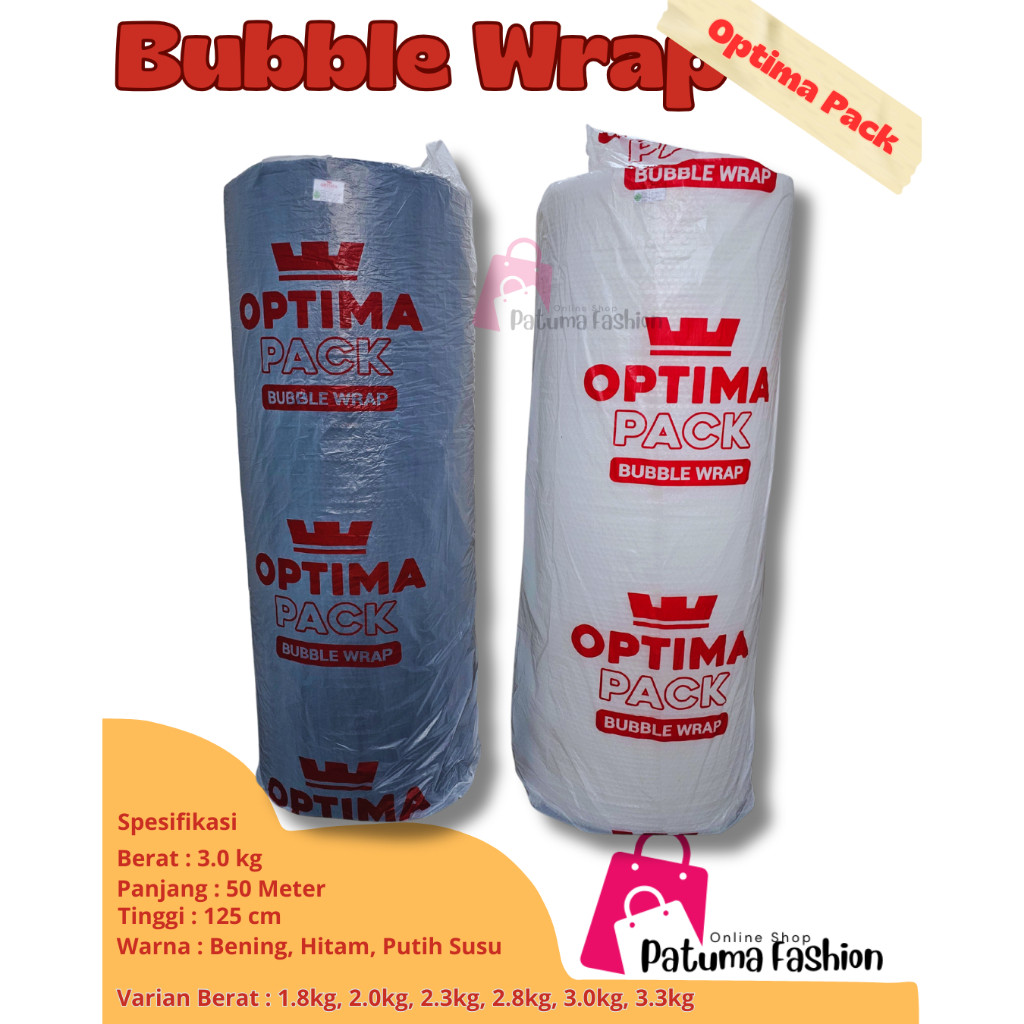 

Plastik Bubble Wrap Optima Pack Roll 125cm x 50m Gulungan Hitam BeningCO