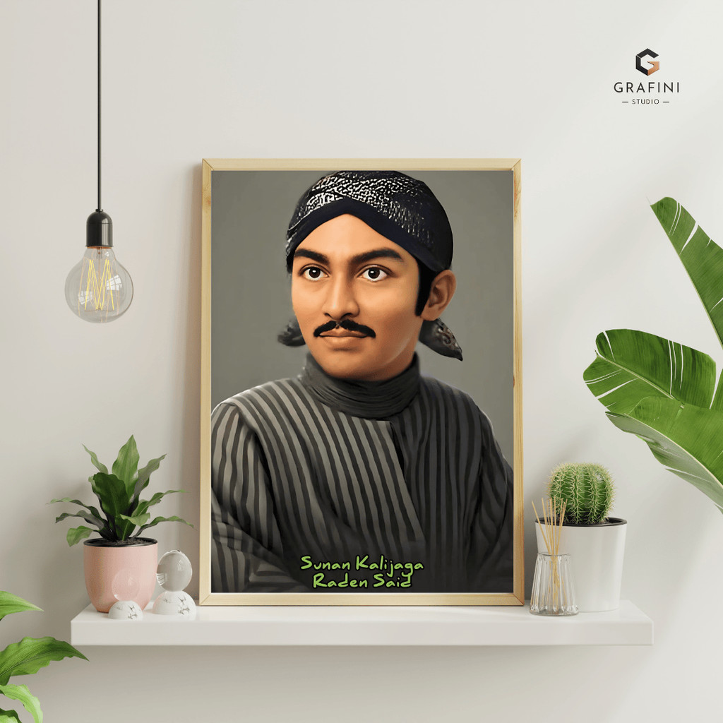 Foto & Figura Sunan Kalijaga Raden Said  Ukuran A4  Hiasan Dinding Poster foto Ulama Hiasan islami