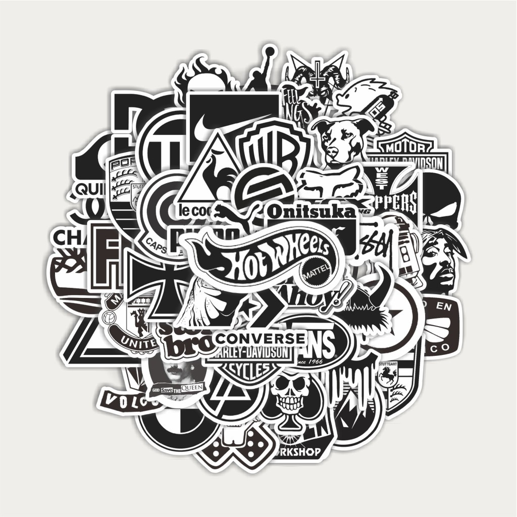 

Sticker Pack Stiker Random Logo Brand Black & White Versi 5 | Sticker TUMBLR | Stiker LAPTOP KOPER HELM