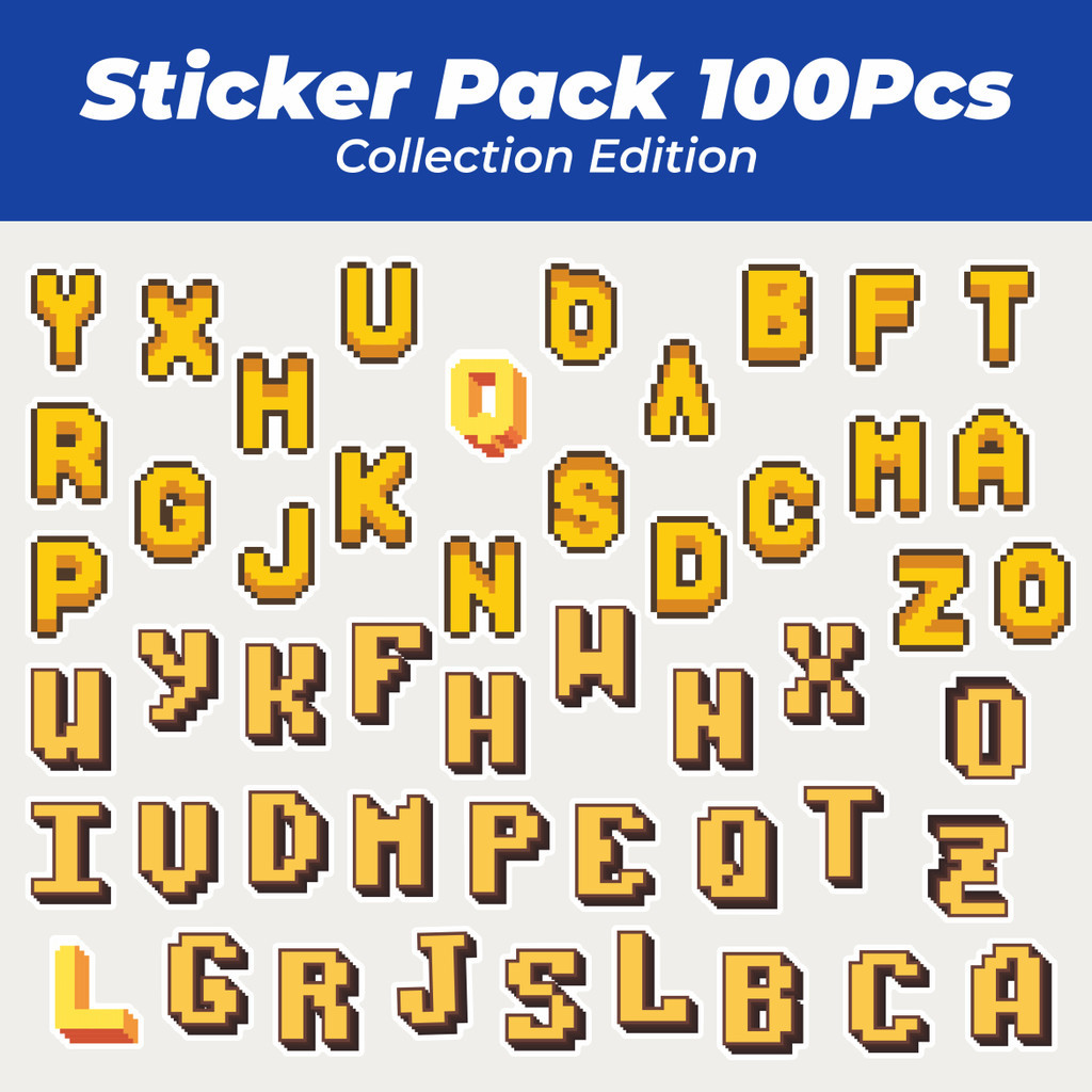 

Hot Stiker Alphabet Pixel [ABJAD] Lucu Anti Air Stikers Berperekat Waterproof Sticker Decal Buat Motor Helm Buku Journal Koper Casing HP Laptop Botol Minum