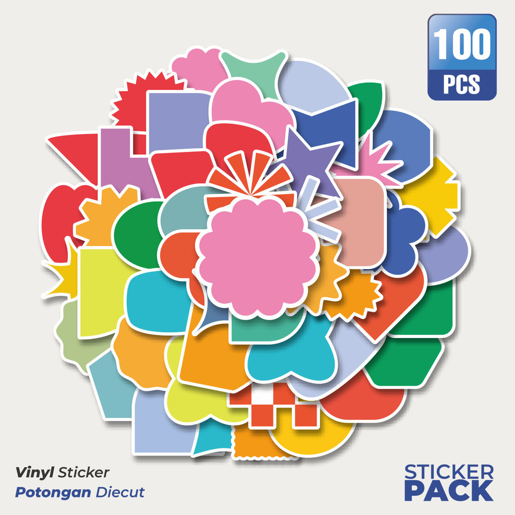 

MURAH 100 PCS Stiker Geometric Element Simple Waterproof Aesthetic- Untuk Laptop, Motor, dan Helm - Paper Stationery Pack