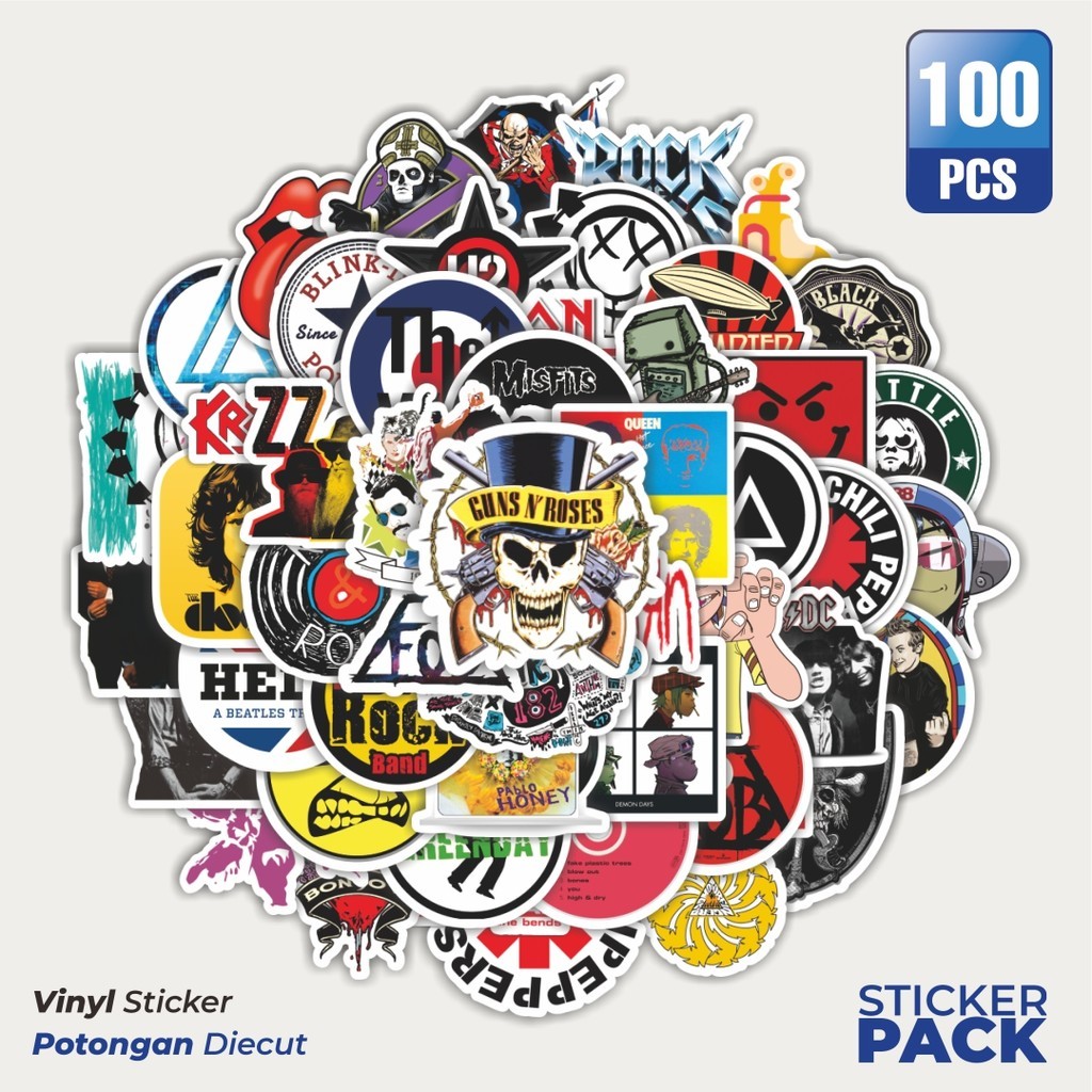 

Stiker Vinyl Stiker Ikon Rock & Roll Waterproof Aesthetic- Untuk Laptop, Motor, dan Helm - Paper Stationery Pack
