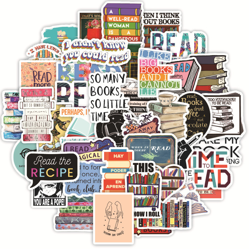 

10/30/50/100pcs Reading Book English Stickers Laptop Bicycle Guitar Skateboard Sticker Kid DIY Graffiti Waterproof stickers