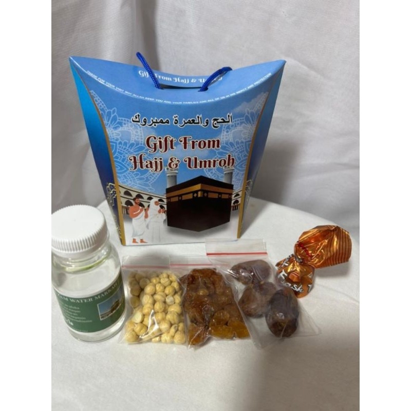 

Oleh oleh haji dan umroh tas jinjing 100pcs lengkap( air ZAM ZAM 80ml full)