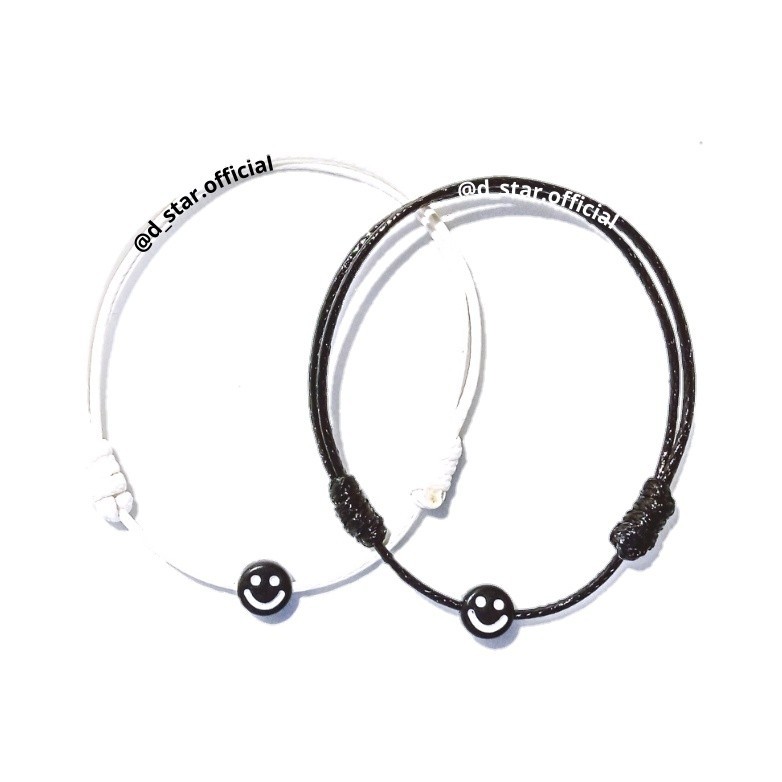 Gelang Tali Hitam / Gelang Smile gelang couple / gelang tangan persahabatan / mote smile HARGA 1 PCS