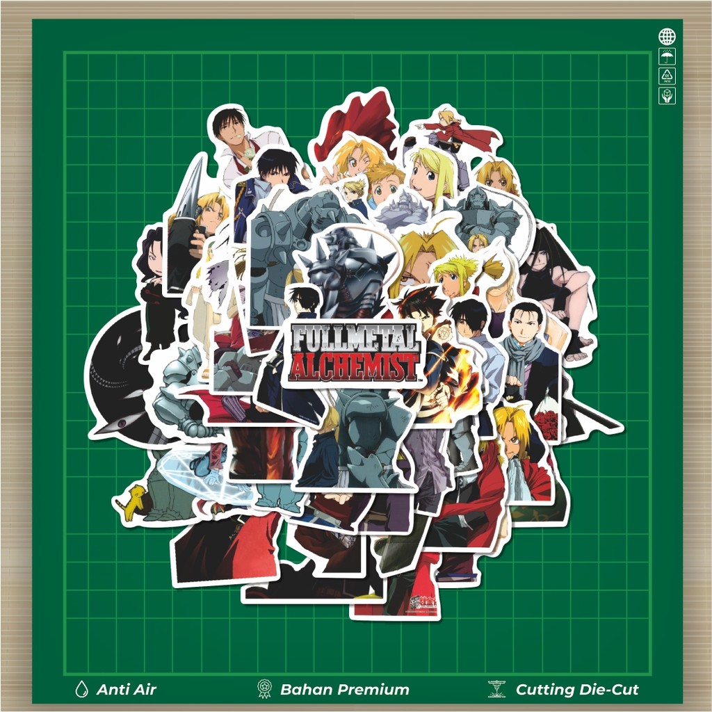 

HOT 50 PCS STIKER Sticker Anime Fullmetal Alchemist (Hagane no Renkinjutsushi) Stiker Fashion Cars Decal Dingin Kartu Album Custom Vinyl Anti Air- Sticker Aesthetic Buku Journal Koper Casing HP Tablet Laptop Helm Motor Botol Minum