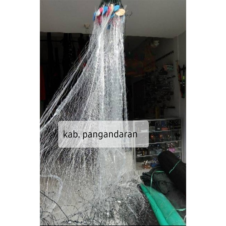 jaring ikan siap pakai 3 lapis panjang 30m tinggi1,5m pembrat timah