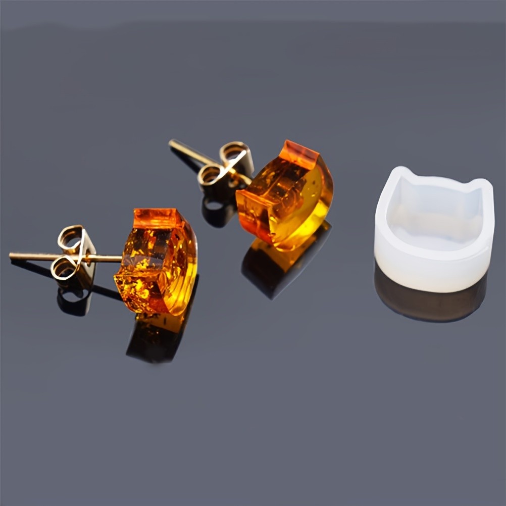 

8 Resin Earring Molds In Cat Shapes Miniature Silicone Molds For Making Squares, Triangles And Multidimensional Designs