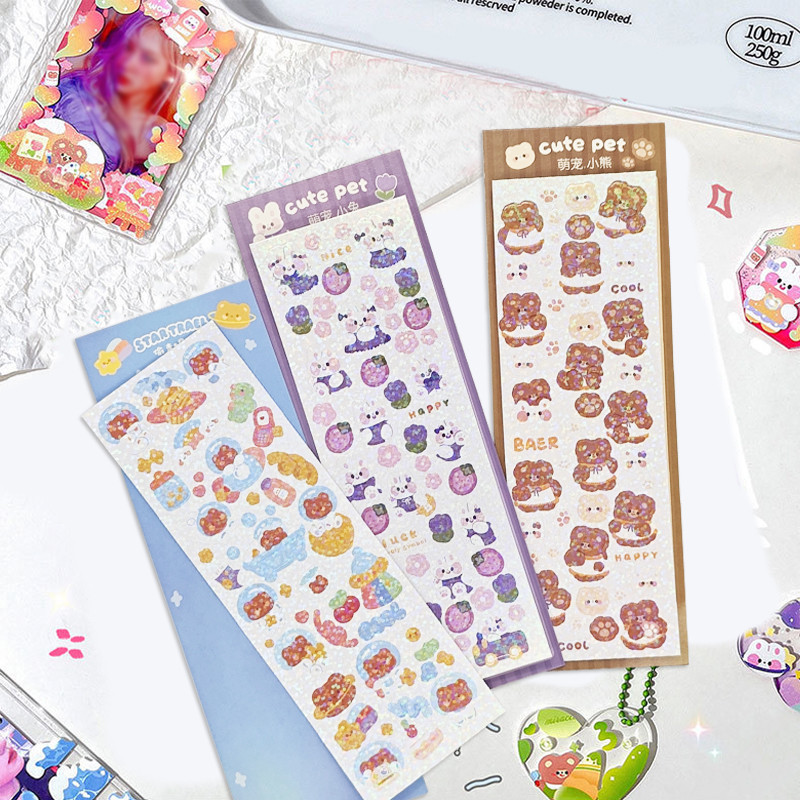 

3 Packs Cartoon Planner Stickers Student Stationery Decorative Stickers Kids Creativity Cartoon Water Cup Waterproof Sticker Toy