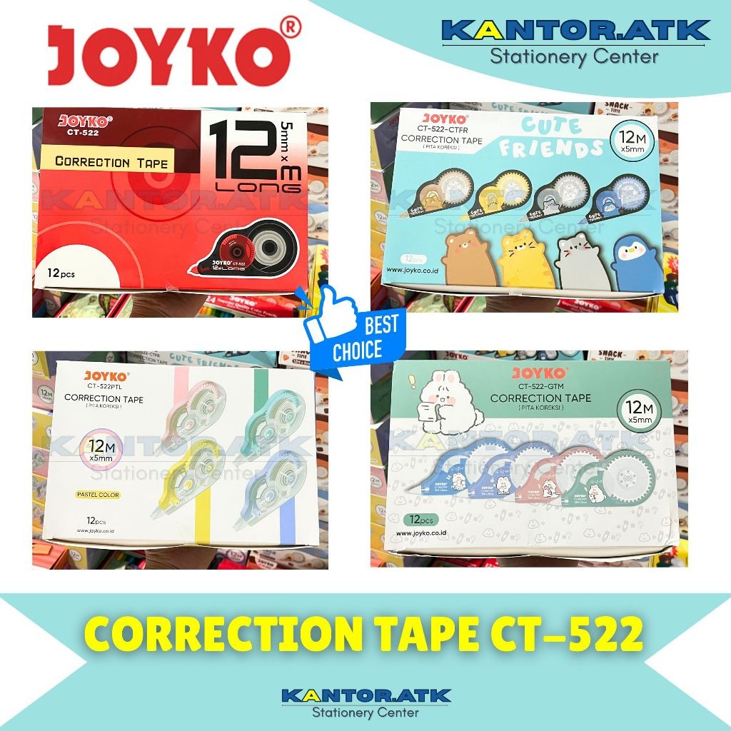 

(12PCS) Correction Tape CT522 / Pita Koreksi Joyko CT-522 LengkapCO