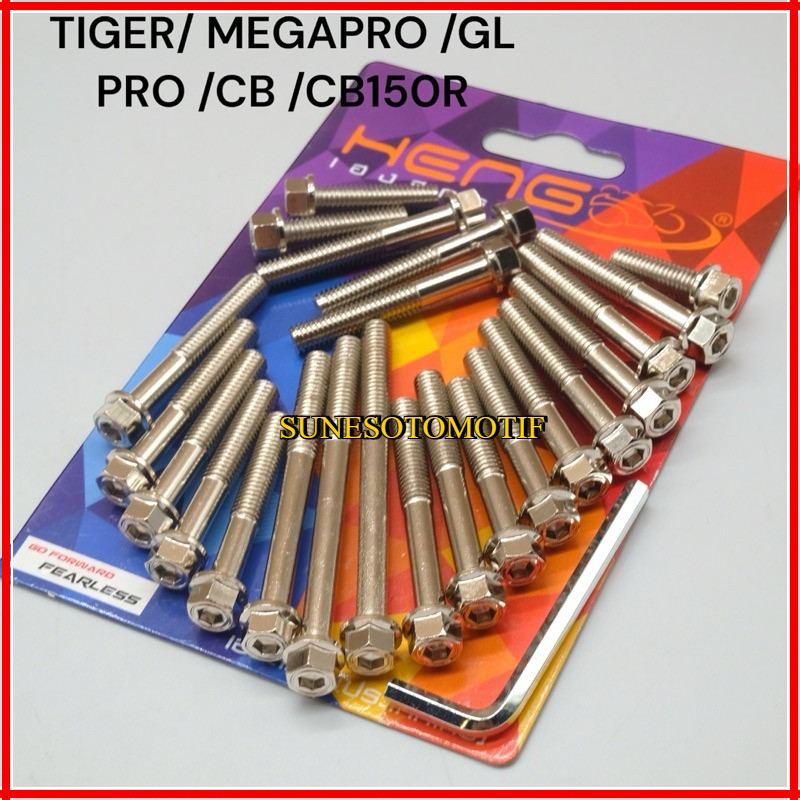 [BISA COD] Baut Mesin 2 KUNCI HEXAGON  Kiri Kanan Honda TIGER MEGAPRO GL PRO CB CB150R Chrome Thaila