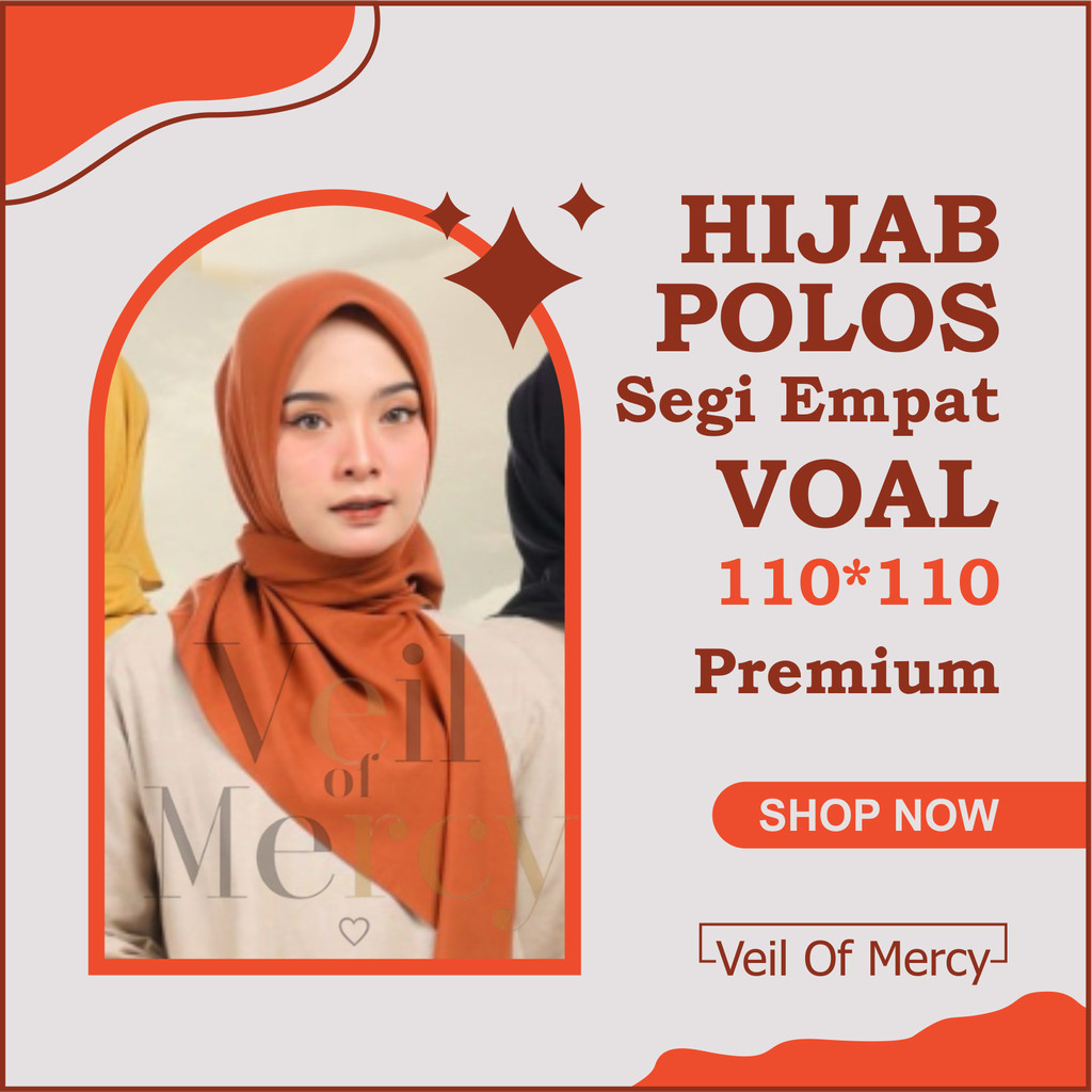Hijab Segi Empat Voal Polos Laser Cut / Hijab Segi Empat Voal Polos / Hijab Segi Empat Polos / Laser