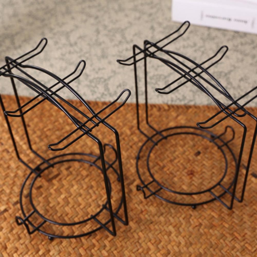 

Home Hanging Cup Holder Bold Black Sprayed Wrought Iron Coffee Cup Holder with 6 Saucer and 6 Cup Holder Kitchen Storage Rack