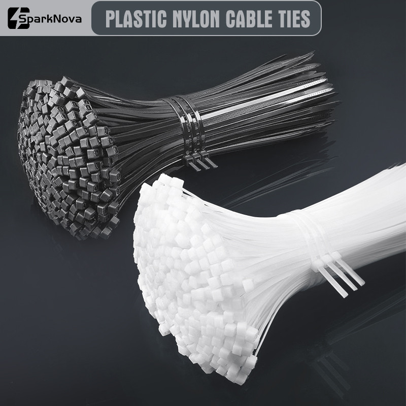 

100PCS Black White Nylon Cable Ties Self Locking Zip Ties Heavy Duty Wire Rope Organizer Strong Plastic Strap Set Fastening Wrap