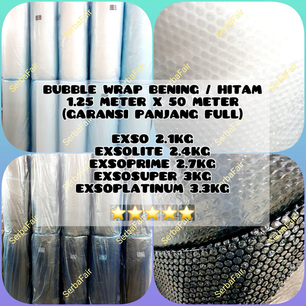 

Bubble Wrap Hitam / Bening FULL 1.25M x 50Meter FULL WORTH IT TERMURAH