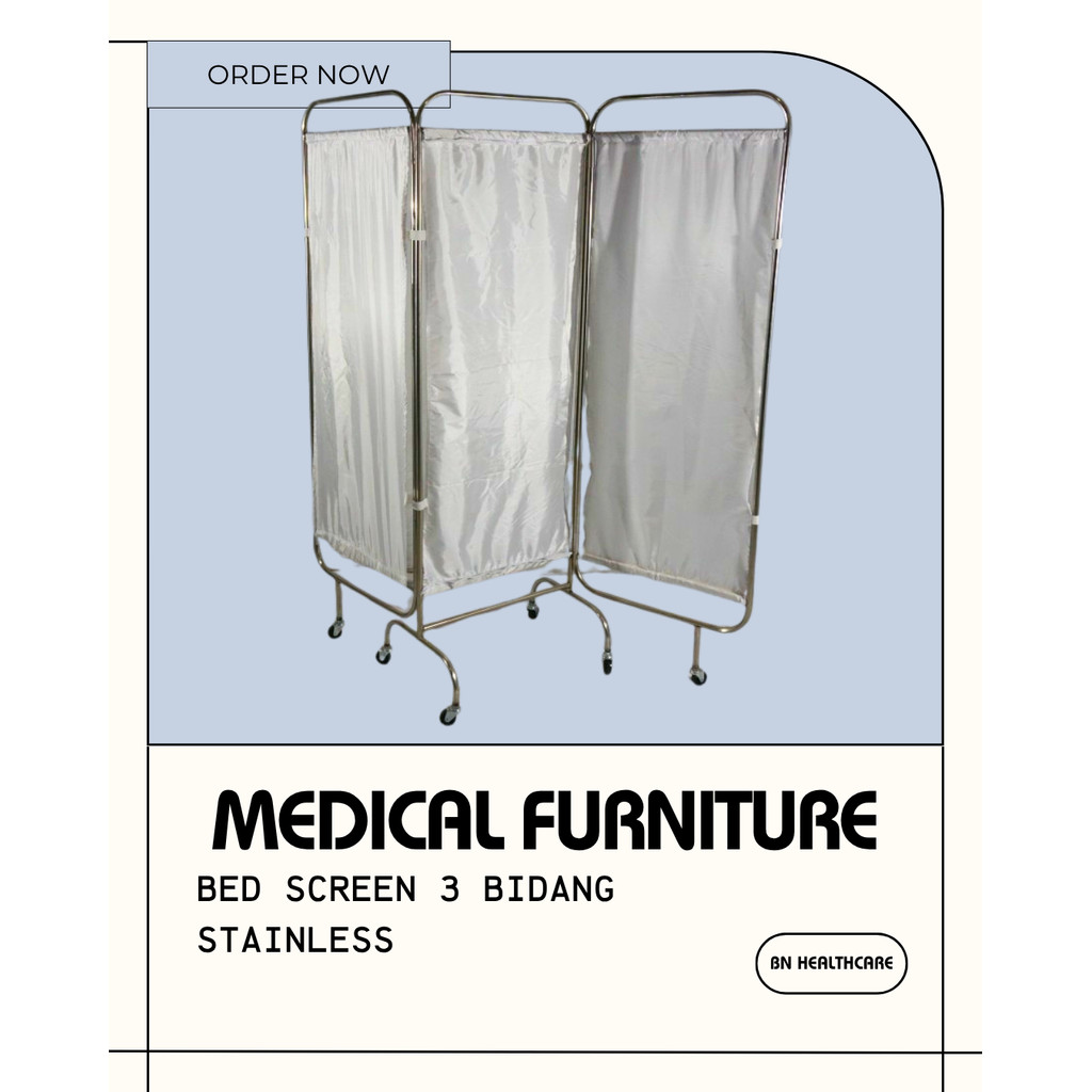 BEDSCREEN 3 BIDANG STAINLESS || PEMBATAS RUANGAN 3 BIDANG BESI || PARTISI KAMAR PASIEN