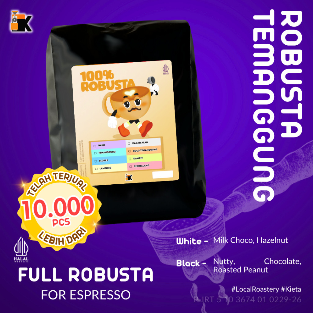 

COD Kieta Roastery - Biji Kopi Espresso Robusta Temanggung Untuk Kopi Susu 200g / Bubuk Roasted Coffee Bean