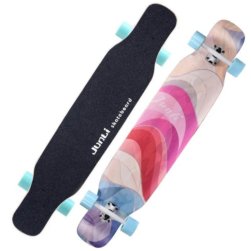 118cm/46" Skateboard  for Adult Girls Boys Beginner Double Rocker Dancing Longboard Maple Wood Trick